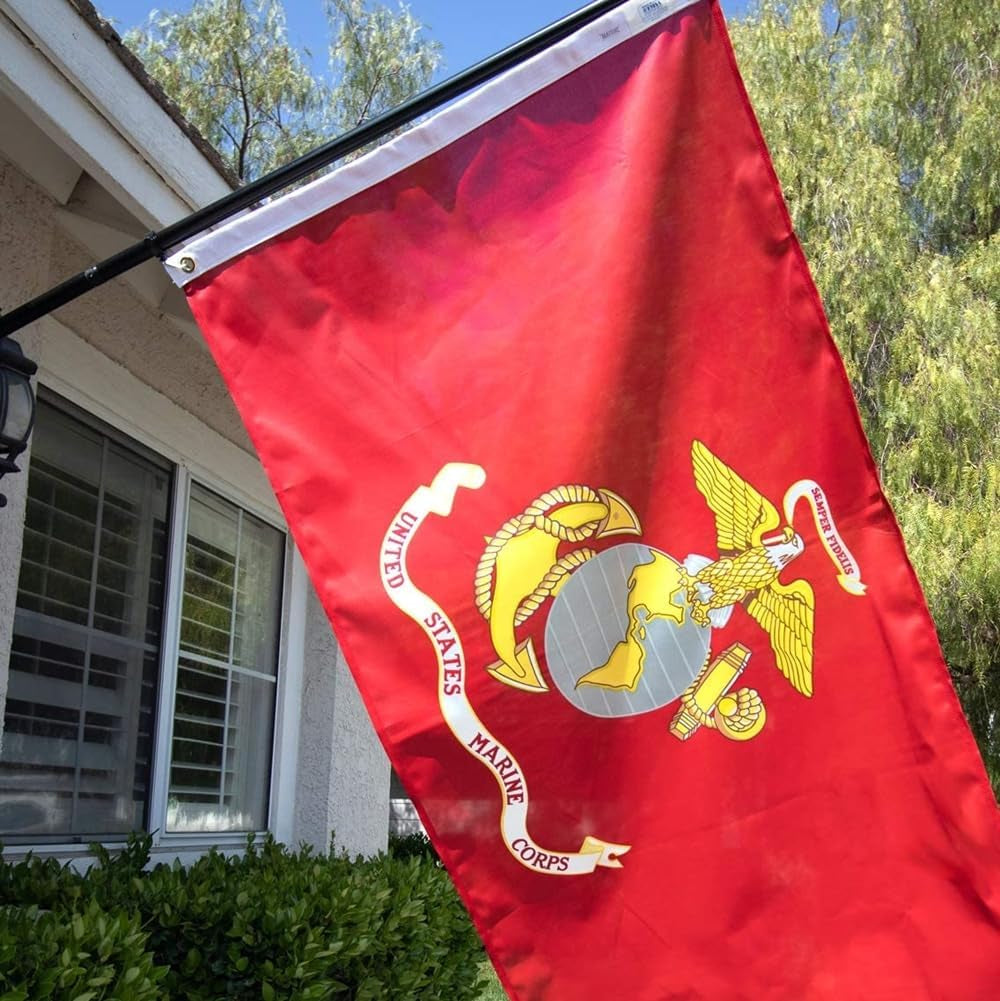 US Marine Corps Flag: 3X5 Ft Officially Licensed. 100% Made in USA Military Flag by Grace Alley. Strong, Long Lasting, and Durable with Brass Grommets.