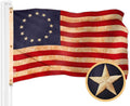 G128 Betsy Ross Tea-Stained Flag | 6X10 Ft | Embroidered 420D Polyester - Embroidered Stars, Sewn Stripes, Brass Grommets, Indoor/Outdoor, Vibrant Colors, Quality Polyester