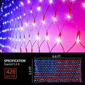 PUHONG (New) American Flag Lights, 420 LED USA Flag Net Lights, Outdoor Waterproof Patriotic Ornaments for Independence Day National Day July 4Th Memorial Day Christmas New Year Party Yard Decoration