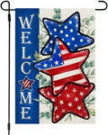 CROWNED BEAUTY 4Th of July Patriotic Stars Garden Flag 12X18 Inch Double Sided for outside Small Burlap Independence Day Welcome Yard Flag CF1526-12