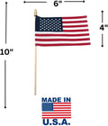 American Flags on Stick - Handheld Spearhead US Flag for 4Th of July, Memorial Day Event Decorations - Patriotic Decor for Indoors & Yard - Wooden Stick, Cotton Fabric (12