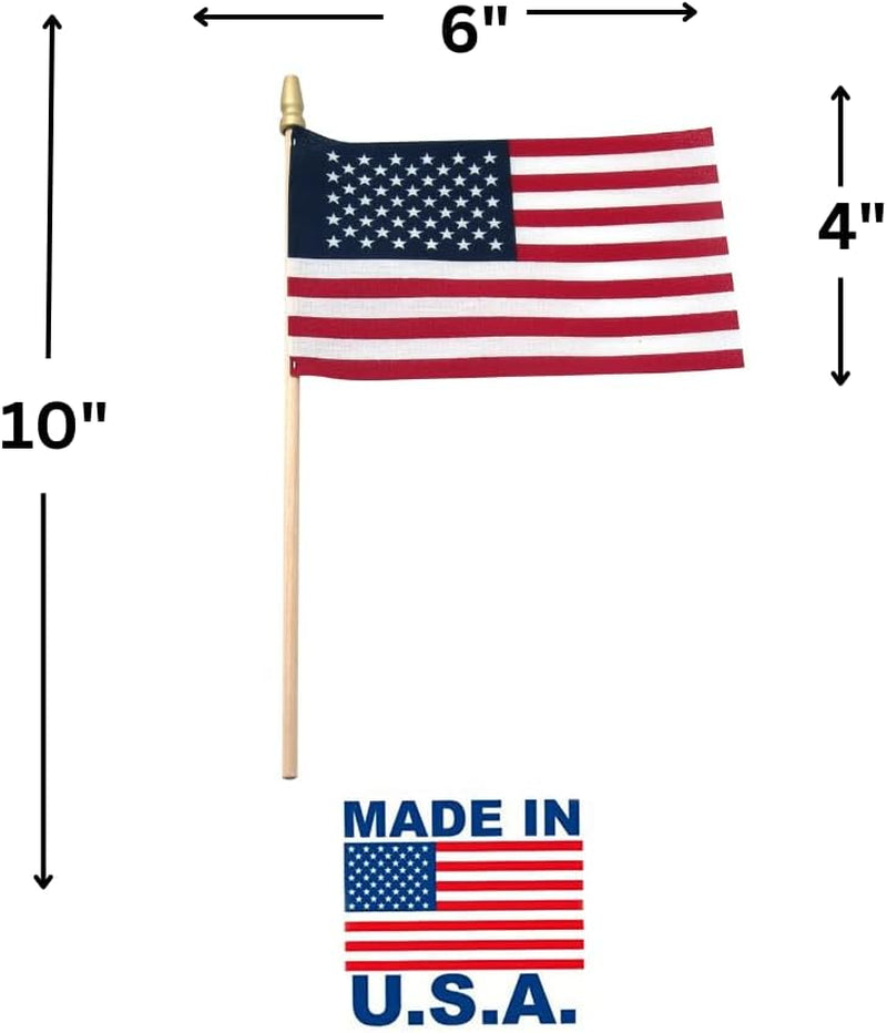 Handheld Spearhead American Flags - 12 X 18 Inch. Handheld Stick Flags with Speartop Great for Patriotic Decorations or Celebrations. Made in the USA (Qty-12)