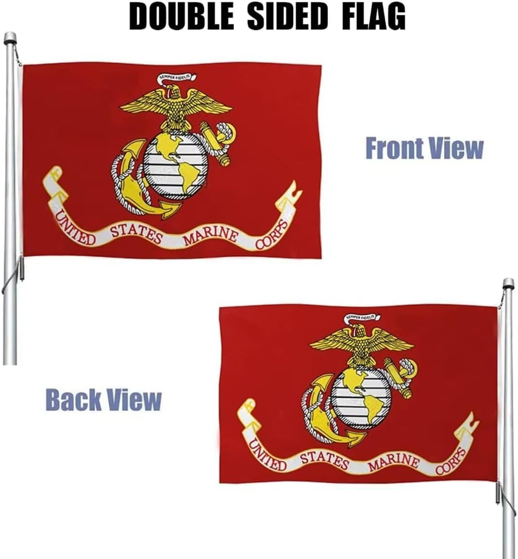 US Marine Corps USMC Flag 3X5 Outdoor Double Sided - Heavy Duty Polyester US Military Army Flags Long Lasting with 2 Brass Grommets…