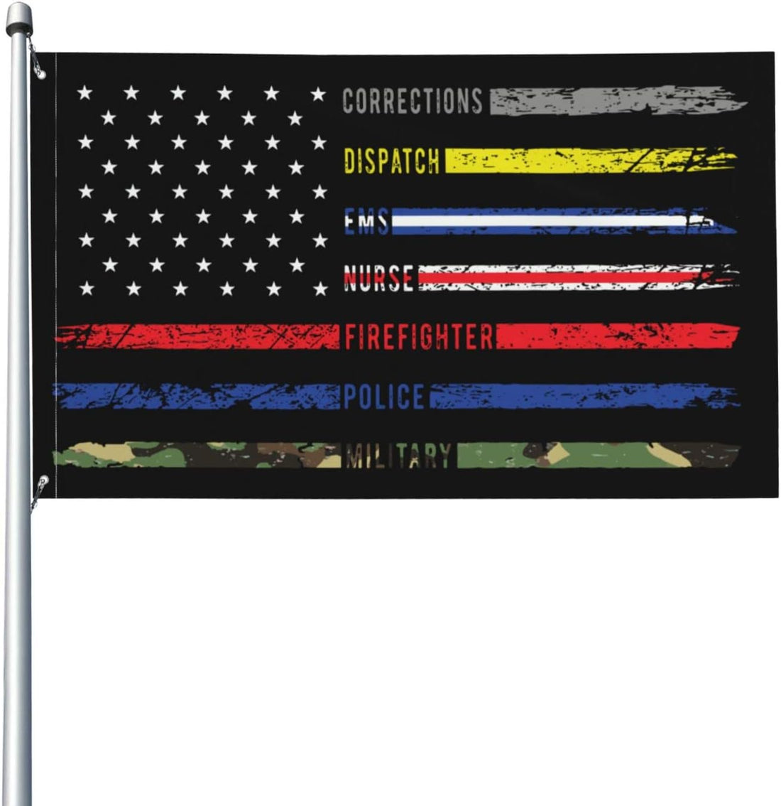 First Responders Hero Flag Nurse E-M-S Police Fire Military Flag 3X5 Feet Vivid Color and UV Fade Resistant Decor Banner Flags for Indoor Outdoor