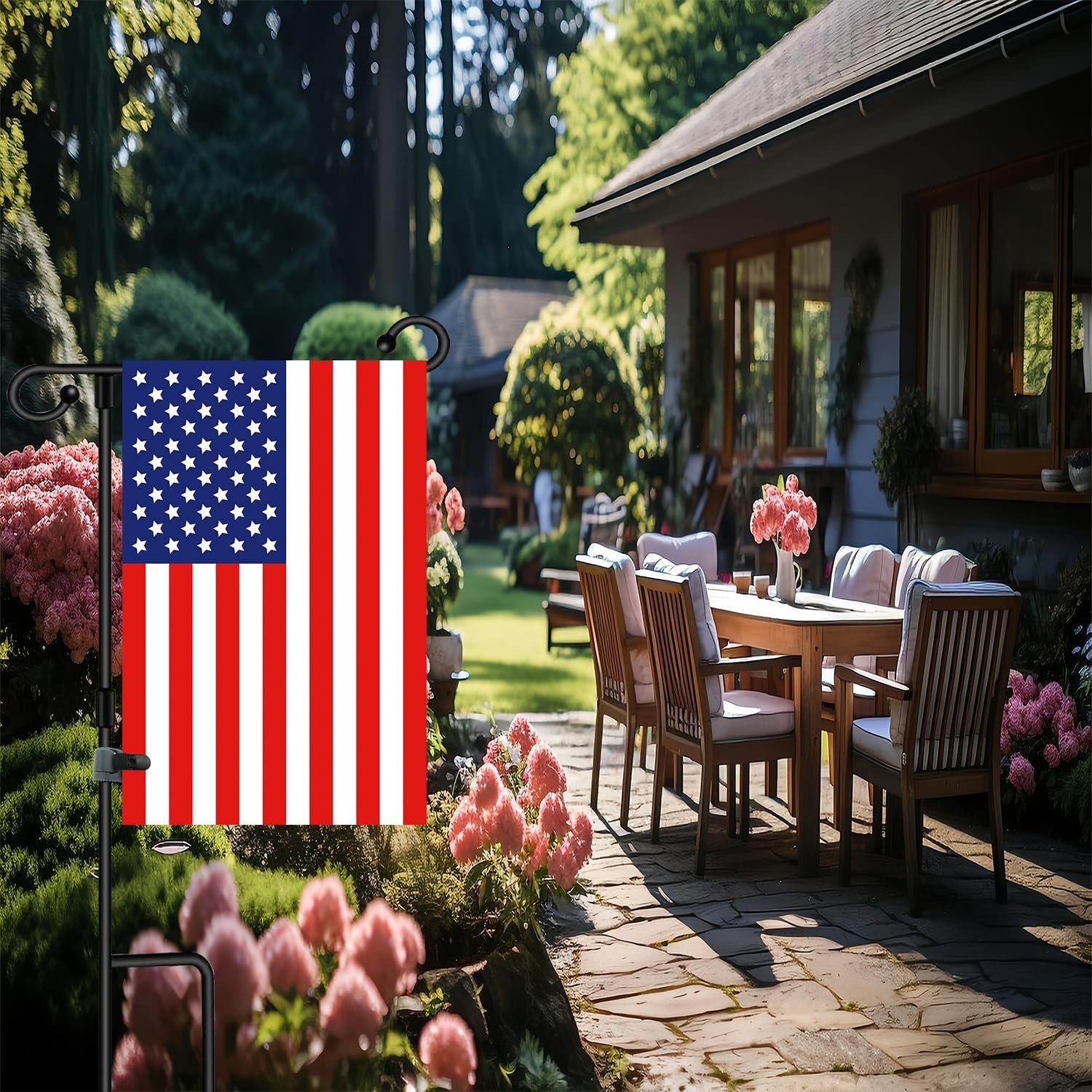 Garden Flag Stand-Holder-Pole with Flag Stopper and Clip Waterproof Powder-Coated Paint for House Flags,Decorative Flags,Yard Flags,Seasonal Flags