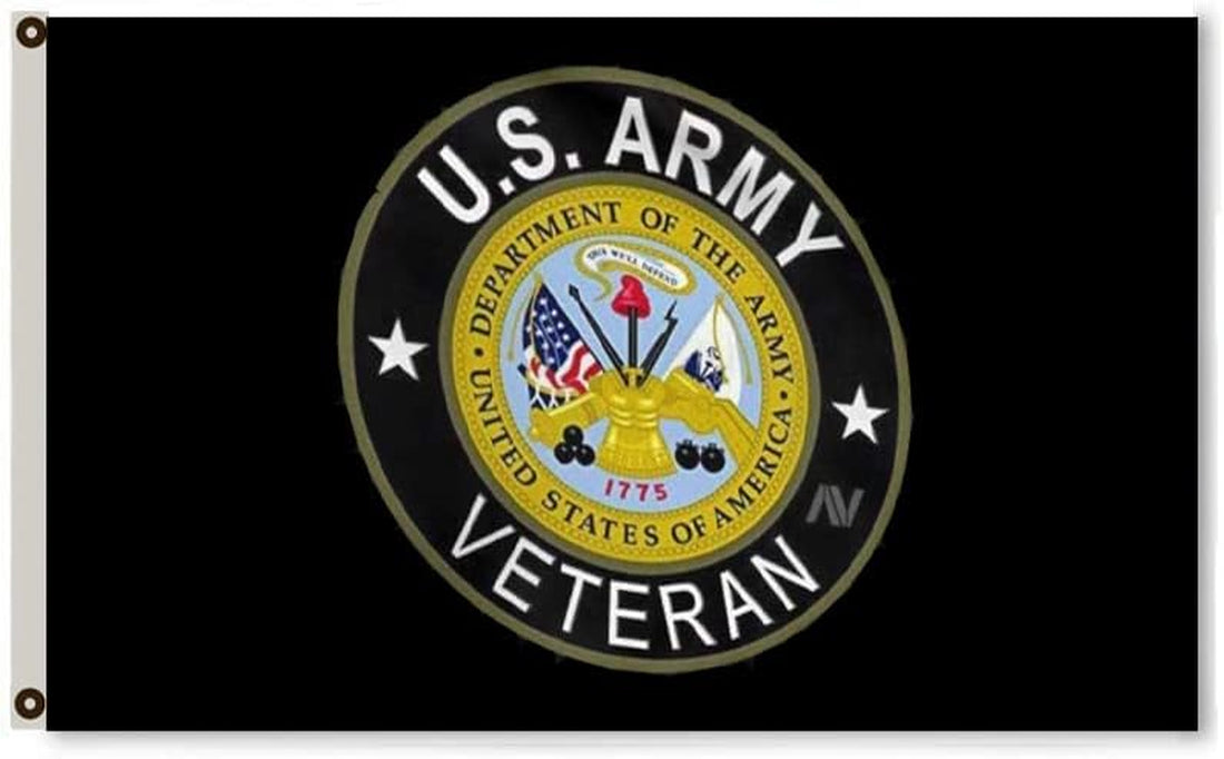 U.S. Army Veteran American Flag - UV Fade Resistant Double Printed and Double Stitched 150D Polyester 3X5Ft Banner (Veteran)